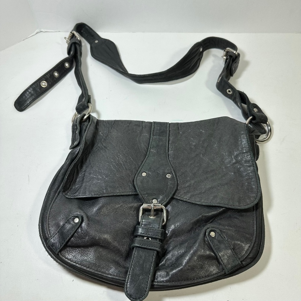 MD Collections Women's Crossbody Purse Soft Dark Gray Leather Shoulder Bag